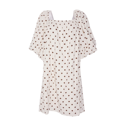 Beige Polka Dot Mini Dress