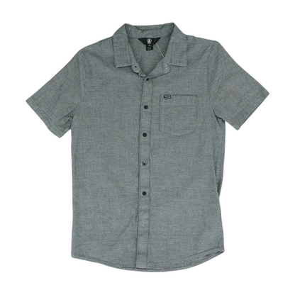 Gray Solid Short Sleeve Button Down