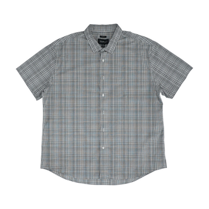 Gray Plaid Short Sleeve Button Down