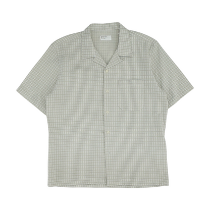 Gray Print Short Sleeve Button Down
