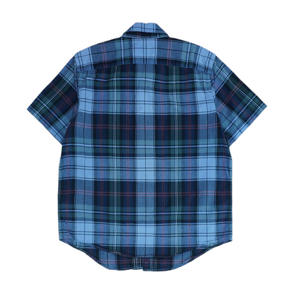 Blue Plaid Short Sleeve Button Down