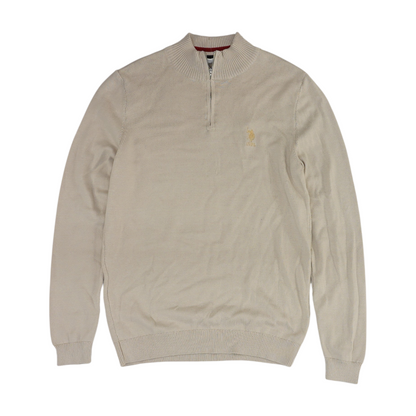 Tan Solid 1/4 Zip Sweater