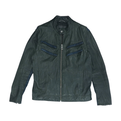 Black Solid Leather Jacket