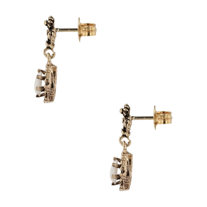 14K Yellow Gold Opal Drop Earrings