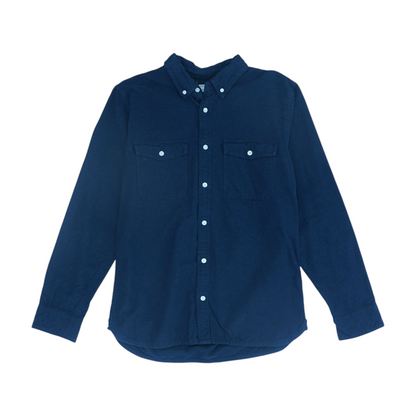 Navy Solid Long Sleeve Button Down