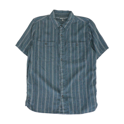Navy Striped Short Sleeve Button Down