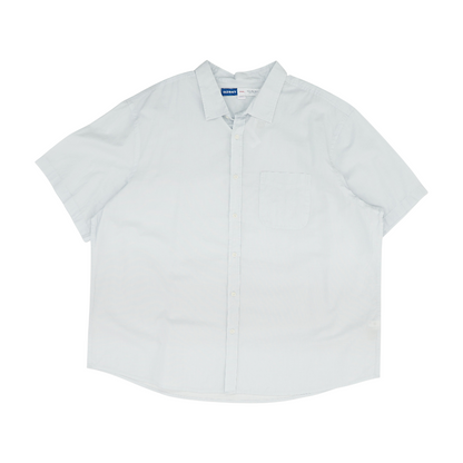 Blue Solid Short Sleeve Button Down