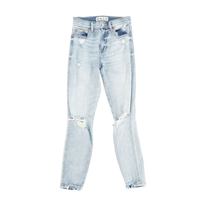 Blue Solid Skinny Leg Jeans