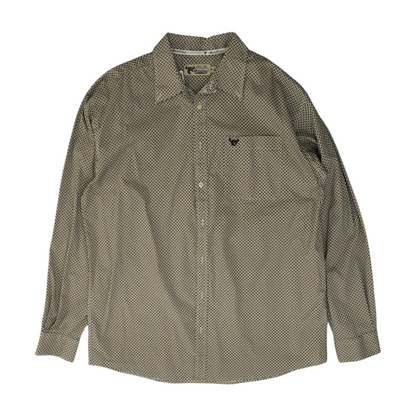 Brown Print Long Sleeve Button Down