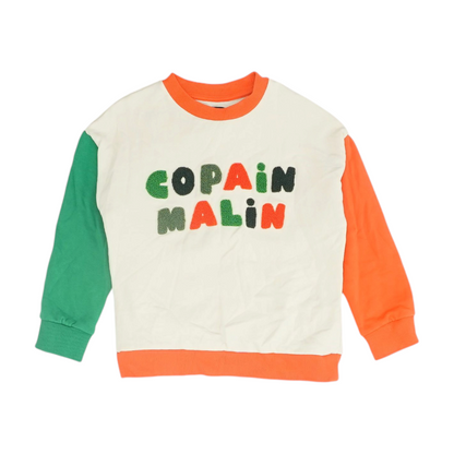 Beige Color Block Sweatshirt Pullover
