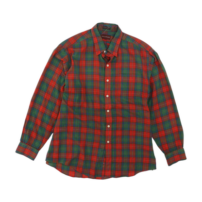 Vintage Red Plaid Long Sleeve Button Down