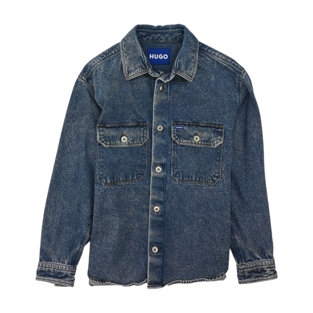 Blue Solid Denim Jacket