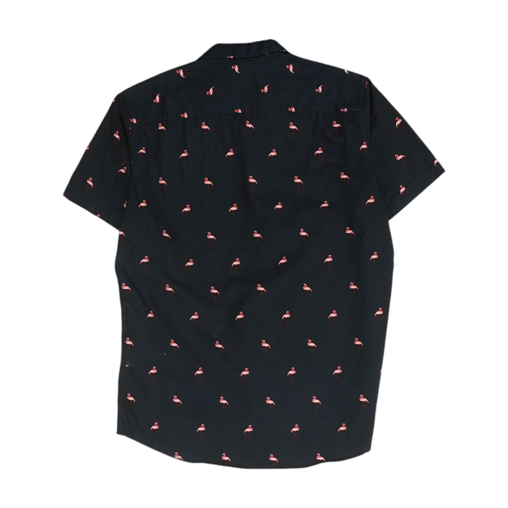 Navy Print Short Sleeve Button Down