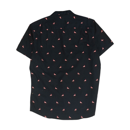 Navy Print Short Sleeve Button Down