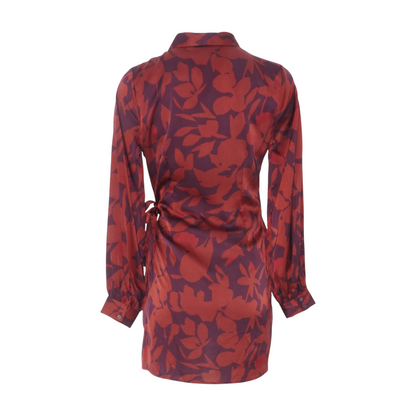 Burgundy Print Mini Dress