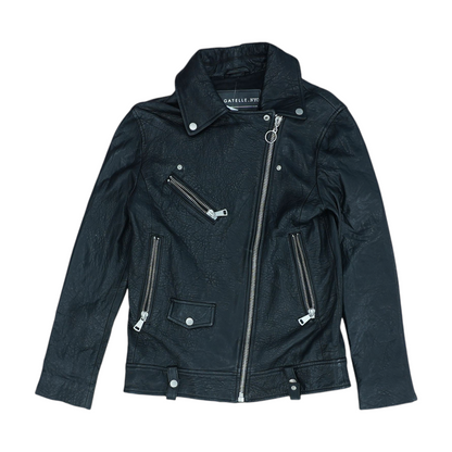Black Solid Leather Jacket