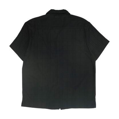 Black Solid Short Sleeve Button Down