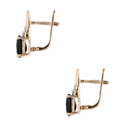 14K Rose Gold Blue Stone Drop Earrings