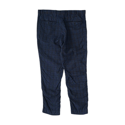 Navy Plaid Slim Pants