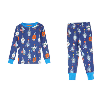 Blue Graphic Pajama Set