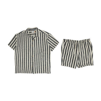 Black Striped Short Set