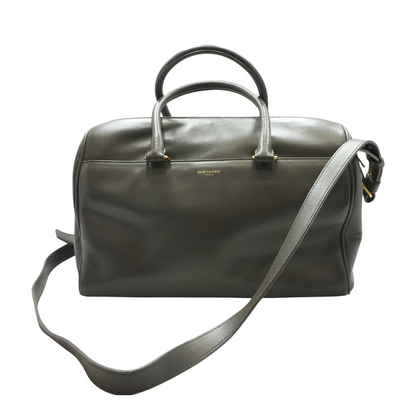 Gray Leather Classic Duffle