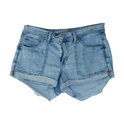 Blue Solid Denim Shorts