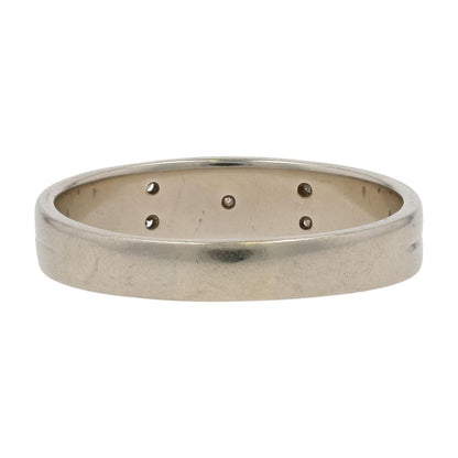 14K White Gold Diamond Accented Groove Wedding Band