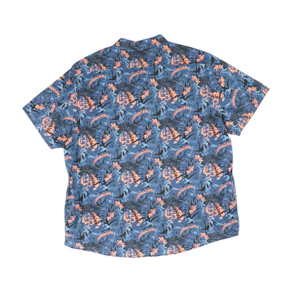 Blue Tropical Short Sleeve Button Down