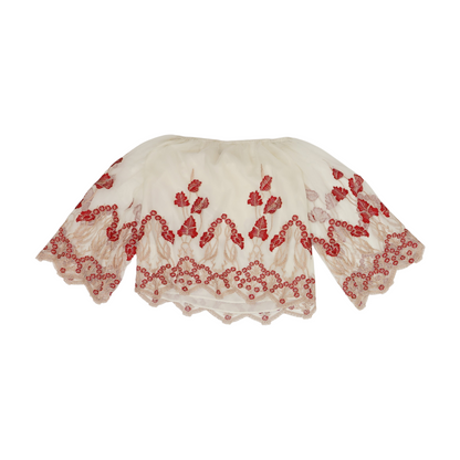 White Floral Blouse