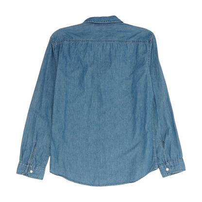 Blue Solid Long Sleeve Button Down