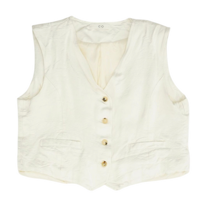 Ivory Solid Casual Vest