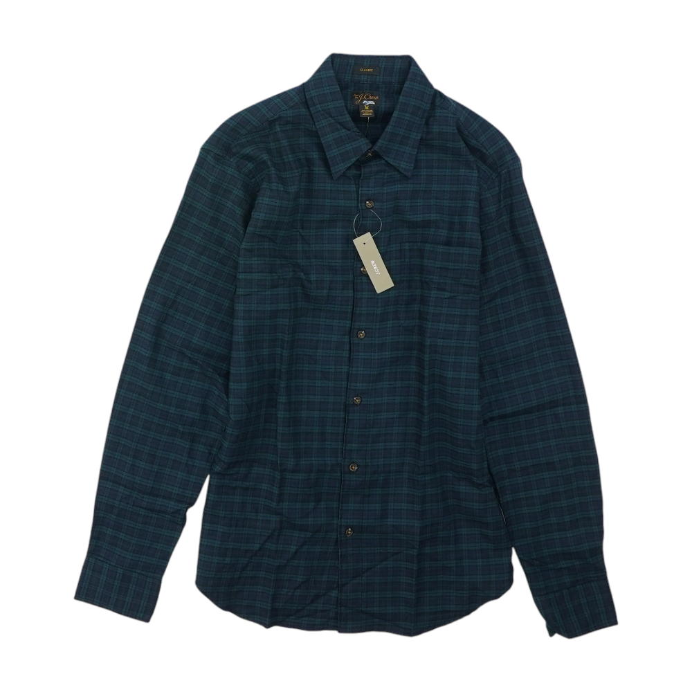 Navy Plaid Flannel Button Down
