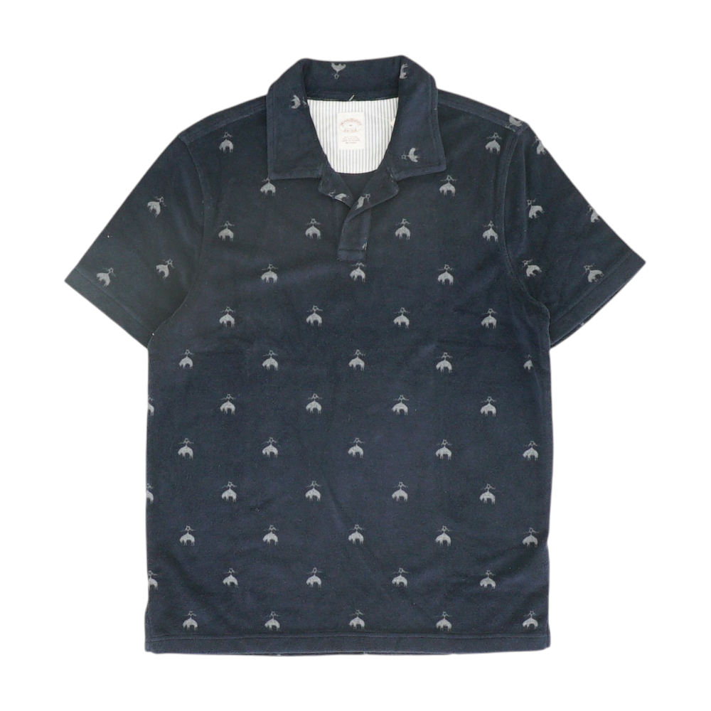 Navy Print Short Sleeve Polo