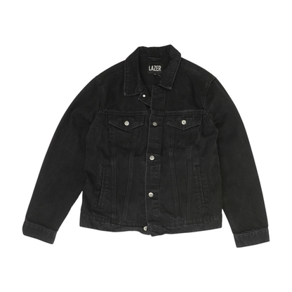 Black Solid Denim Jacket