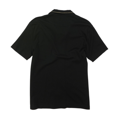 Black Solid Short Sleeve Button Down