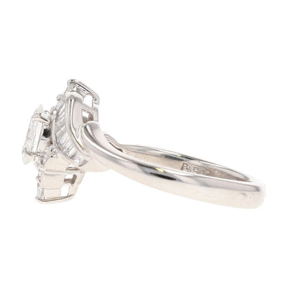 1.00 Ct Platinum Round, Baguette, And Oval Center Diamond Engagement Ring