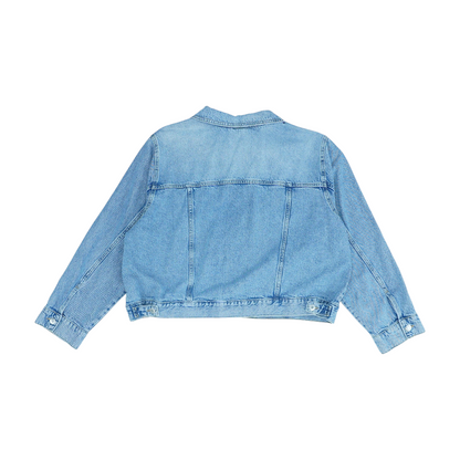Blue Solid Denim Jacket