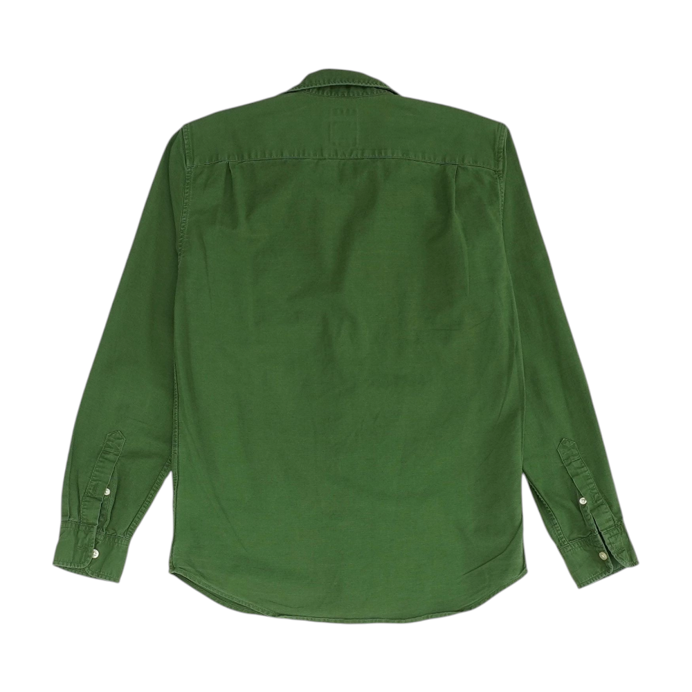 Green Solid Long Sleeve Button Down
