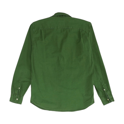 Green Solid Long Sleeve Button Down