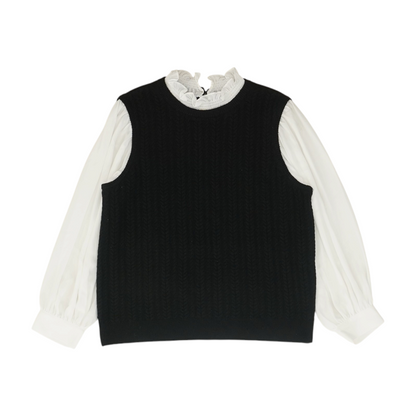 Black Color Block Blouse