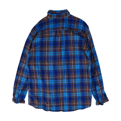Blue Tall Plaid Flannel Button Down