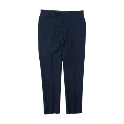 Navy Plaid Regular Pants