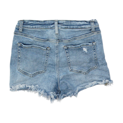 Blue Solid Denim Shorts