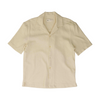 Cream Solid Short Sleeve Button Down