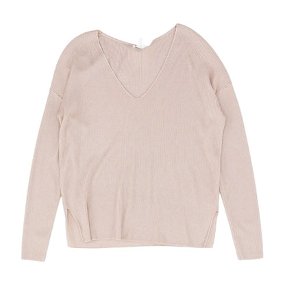 Pink Solid V-Neck Sweater