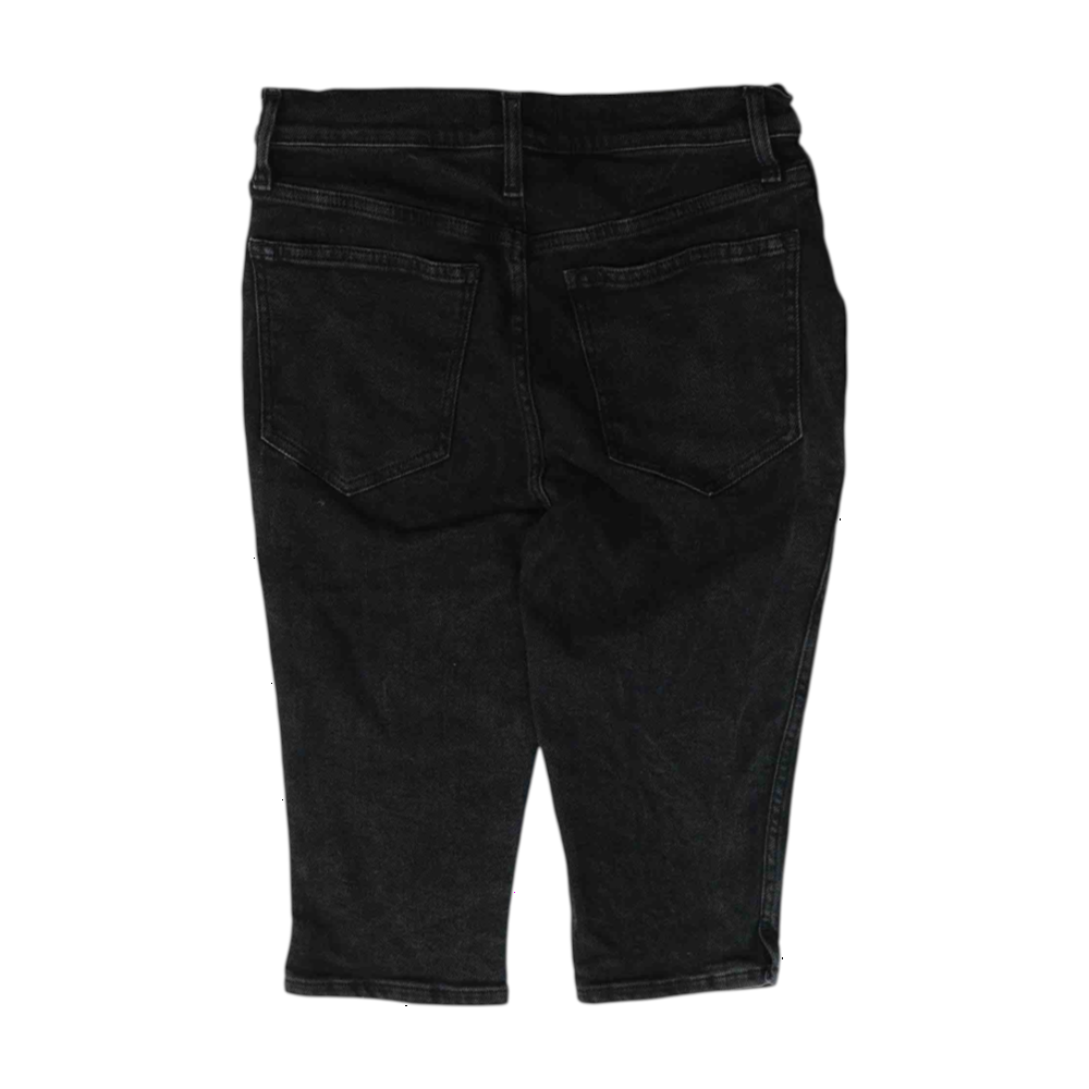Black Solid Denim Shorts