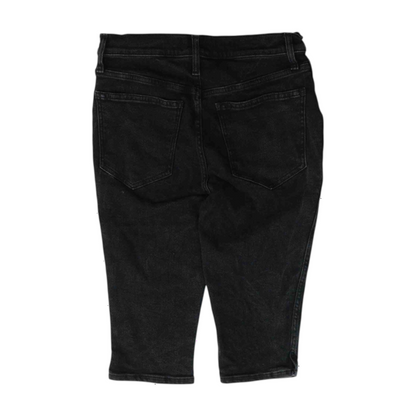 Black Solid Denim Shorts