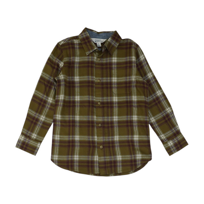 Olive Plaid Flannel Button Down