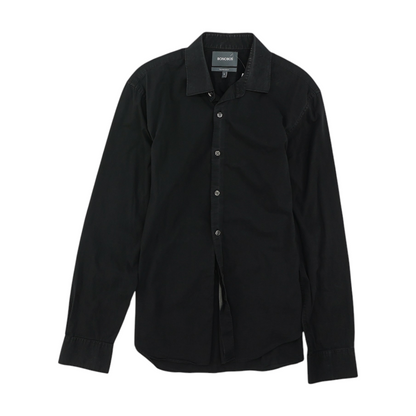 Black Solid Long Sleeve Button Down